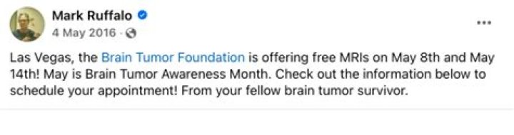 Brain Tumor Awareness Month - Mark Ruffalo's Story