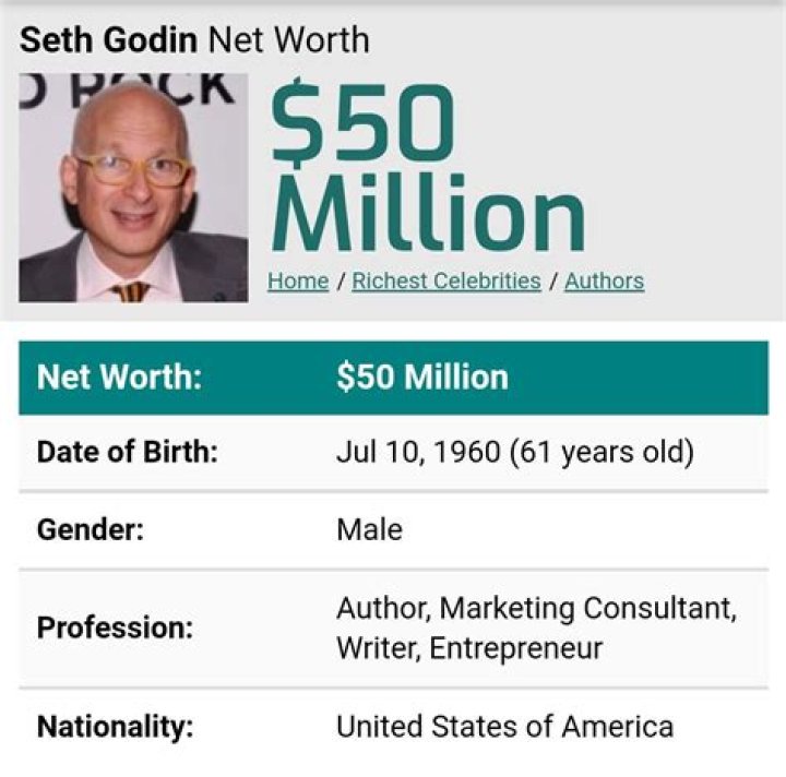 Seth Godin - Net Worth, Age, Height, Birthday, Bio, Wiki!