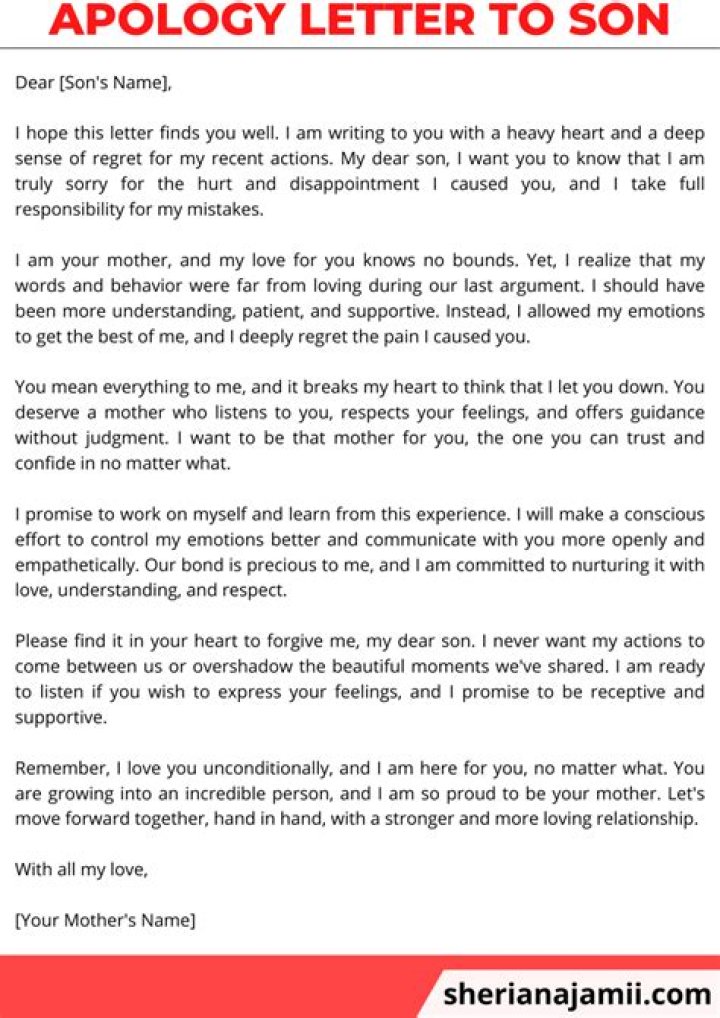 This Apology Letter From A Mother To A Son Will Melt Your Heart